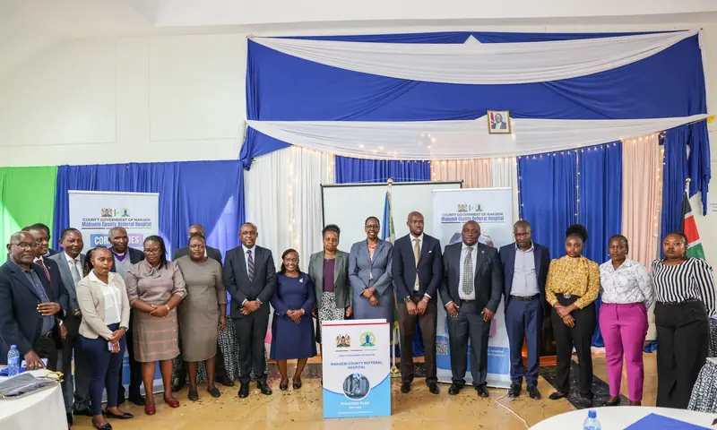 County leaders presenting the referral hospital strategic plan at its launch.